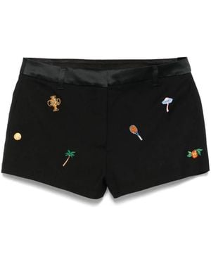 CASABLANCA Motif-Embroidered Tailored Shorts - Black