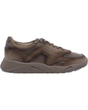 Santoni Innova Leather Suede Sneakers - Brown