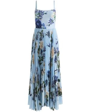 Alice + Olivia Carolyn Floral-Print Pleated Maxi Dress - Blue