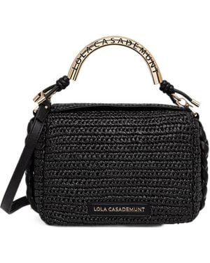 Lola Casademunt Woven-Effect Logo-Handle Tote Bag - Black