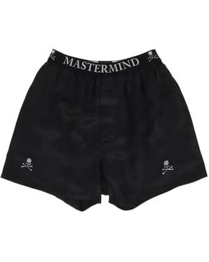 MASTERMIND WORLD Logo-Embroidered Silk Boxers Set - Black