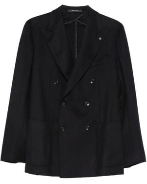 Tagliatore Double-Breasted Peak-Lapels Blazer - Black
