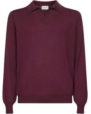 D4.0 Ribbed-Cuff Polo Jumper - Purple