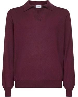 D4.0 Maglione Stile Polo Con Polsini A Coste - Viola