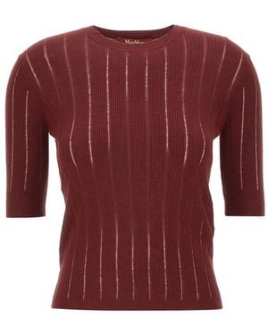 Max Mara Ragno Maxi-Ribbed Semi-Sheer Jumper - Red