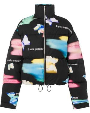 Moschino Graphic-Print Puffer Jacket - Black
