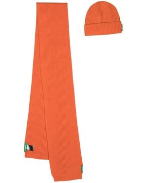 DSquared² Ensemble Bonnet-Écharpe En Maille Nervurée - Orange