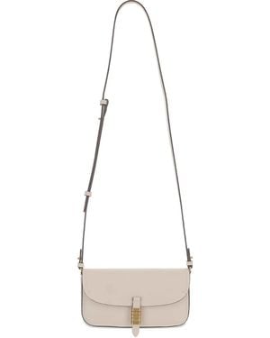 Pinko Medium Saddle Flat Leather Shoulder Bag - White