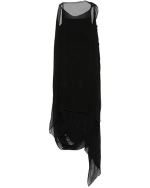 STAUD Viona Sheer-Panelled Draped Maxi Dress - Black