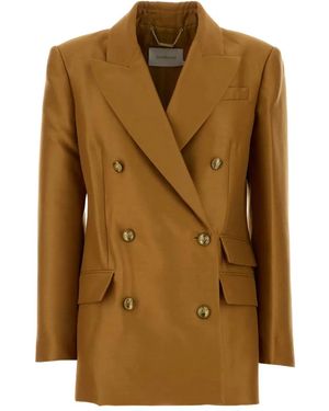 Zimmermann Hypnotic Wool Silk Jacket - Brown