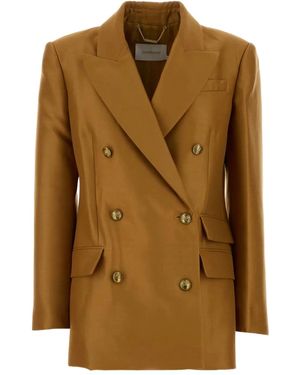 Zimmermann Hypnotic Wool Silk Jacket - Brown