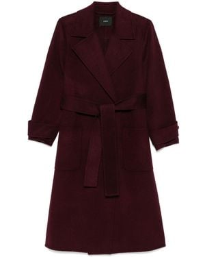 JOSEPH Belted Cashmere-Wool Notch Lapel Coat - Red