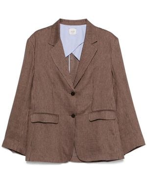 Alysi Striped Single-Breasted Blazer - Brown