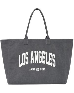 Anine Bing Leo Canvas Tote Los Angeles University - Black