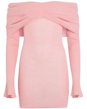 SER.O.YA Xen Off-Shoulder Ribbed Knit Mini Dress - Pink