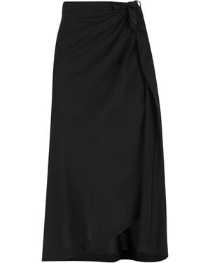 Balenciaga Draped Tailored Midi Skirt - Black