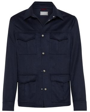 Brunello Cucinelli カシミア シャツジャケット - ブルー