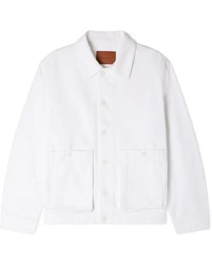 Sandro Buttoned Denim Jacket - White