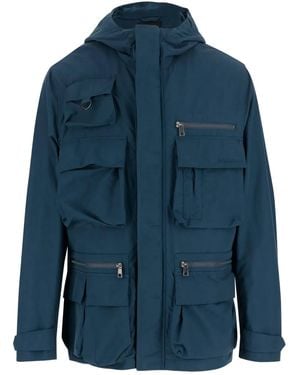 Woolrich Jacket With Press-Stud And Zip Fastening - Blue