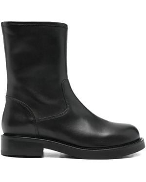 Julie Dee Leather Ankle Boots - Black
