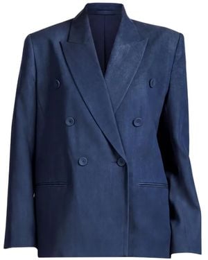 The Sei Double-Breasted Denim Jacket - Blue