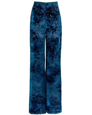 Silvia Tcherassi Como Devoré-Velvet Pants - Blue