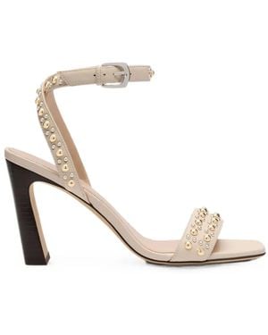 Stuart Weitzman Perry Stud-Embellished Heeled Sandals - White