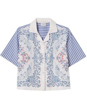 Claudie Pierlot Stripe-Pattern Cotton Shirt - Blue