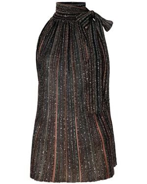 Missoni Tie-Neck Striped Top - Black