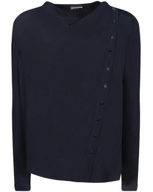 Emporio Armani Canneté Fabric Blouse Signature Capsule - Blue