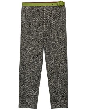 Prada Belted Slim Fit Trousers - Grey