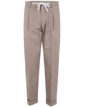 Barba Napoli Pleated Drawstring Trousers - Grey
