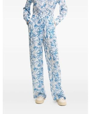 Melissa Odabash Leaf-Print Trousers - Blue