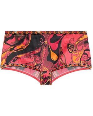 PUCCI Orchidee-Print Silk Coulotte Mini Shorts - Red