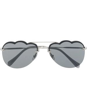 Miu Miu Lunettes De Soleil À Verres Miroirs - Gris