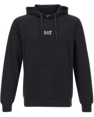 EA7 Stretch-Cotton Hoodie - Blue