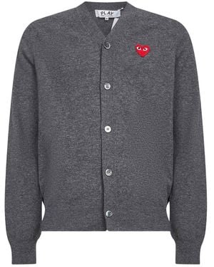 COMME DES GARÇONS PLAY Button Heart-Logo Cardigan - Grey