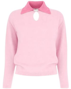 Barrie Kaschmirpullover mit Brosche - Pink
