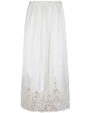 Ermanno Scervino Lace-Trim Drawstring Midi Skirt - White