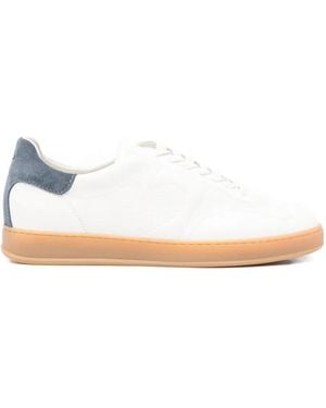 Tagliatore Suede-Panelled Grained-Leather Trainers - White