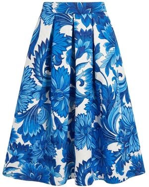 Lunatica Milano T Florence Floral-Jacquard Midi Skirt - Blue