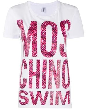 Moschino Swim Scales Print T-Shirt - Pink