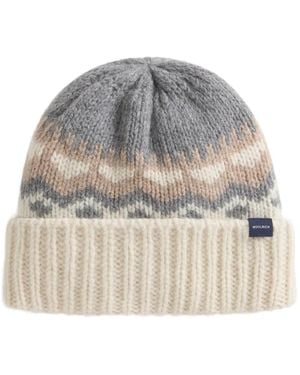 Woolrich Fair Isle Beanie Hat - Grey