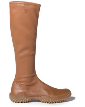 Miu Miu Stiefel Aus Nappaleder - Braun