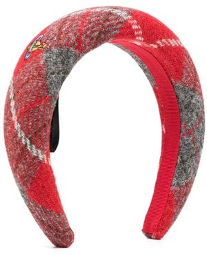 Vivienne Westwood チェック ヘアバンド - レッド