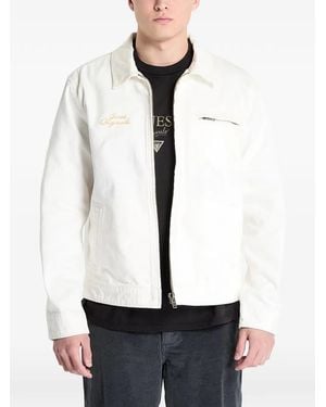 Guess Veste Zippée À Broderies - White