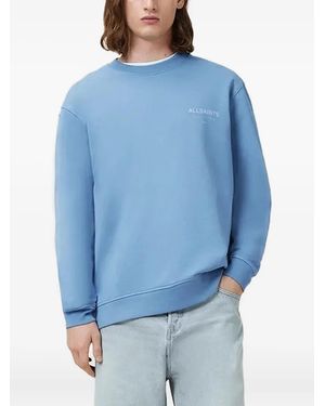 AllSaints Logo-Embroidered Crew Neck Sweatshirt - Blue