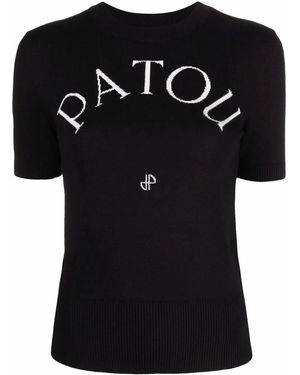 Patou Jacquard Short Sleeves Sweater - Black