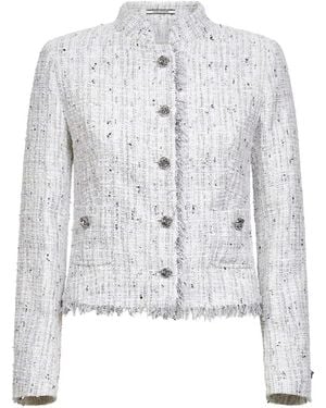 Tagliatore Fringed Guru-collar Jacket - White