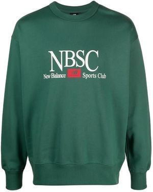 New Balance Logo-Print Cotton Sweatshirt - Green